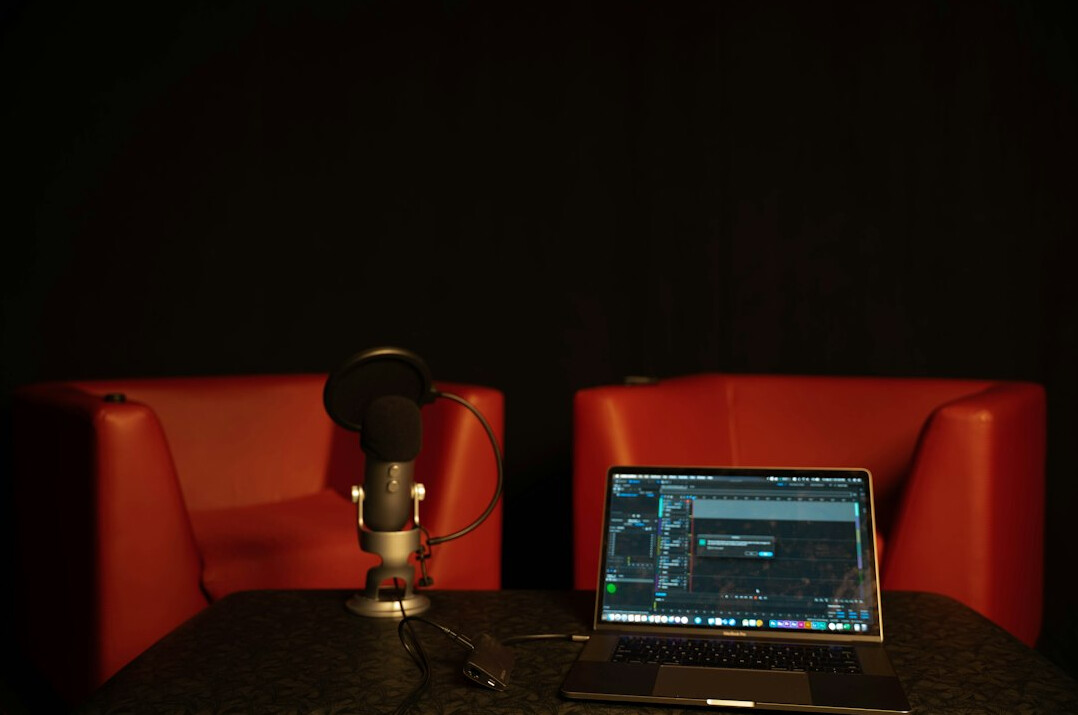 modern podcast studio interior