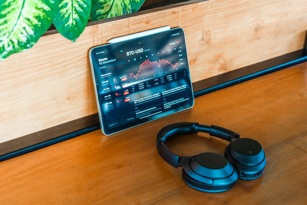 Tablet displaying a podcast analytics dashboard